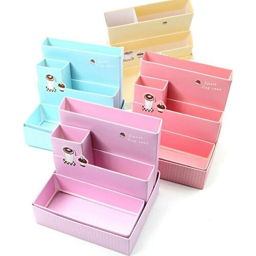 DIY Paper Board Storage Box Desk Decor Stationery Makeup Cosmetic Organizer New Home Household Storage Helper Gifts for Kids