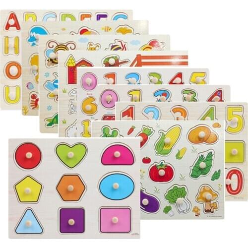 30cm Kid Early educational toys baby hand grasp wooden puzzle toy alphabet and digit learning education child wood toy WYQ