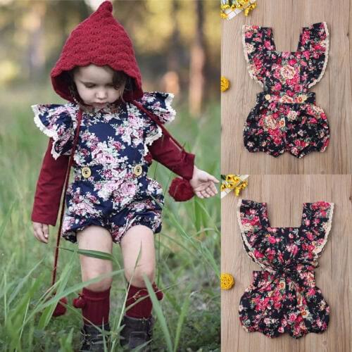 Floral Baby Rompers 2019 New Fly Sleeve Cotton overalls Newborn clothes Roupas de bebe girls jumpsuit clothing