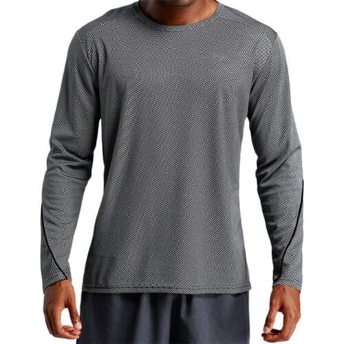 Long Sleeve T-shirt Men Sports T-shirt Mesh Quick Dry Men Solid Color Sweat-absorbent Round Neck Top Men T-shirt for Fitness