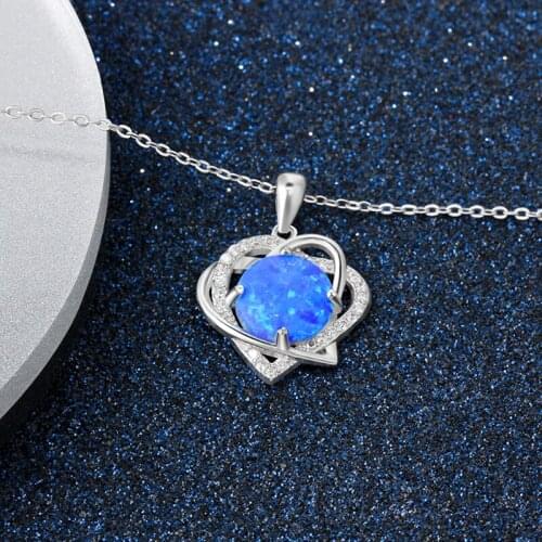 Hot Love Heart Opal Pendant Necklaces Color Jewelry Charming MotherS/Valentines Day Gift