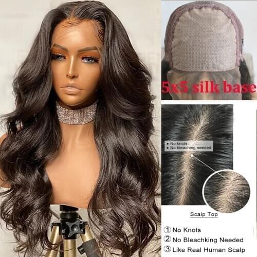Hesperis Transparent Lace 5x5 Scalp Top Wigs Body Wave Brazilian Remy Hair Silk Base Closure Wigs Lace Front Human Hair Wigs