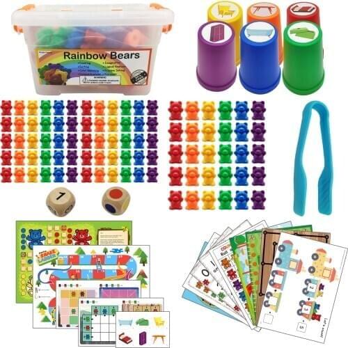 Rainbow Counting Bears Montessori Toys with Matching Sorting Cups Math Toddler Game Kids Preschool Educational Toys for Children