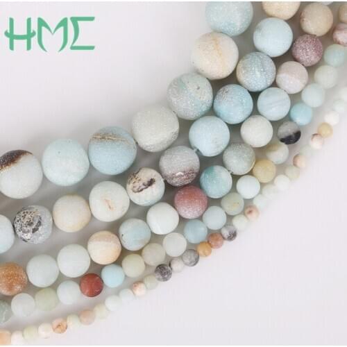 Natural Dull Polish Matte Amazon Stone Beads Dia 4 6 8 10 12mm Hole Size 1mm 32-95pcs/bag for DIY Bracelet Necklace Making