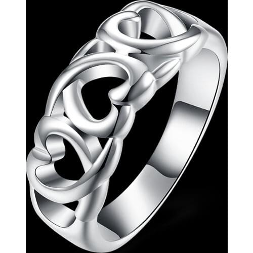 Hot woman 925 Sterling Silver heart Rings Size 7 8 9 Fashion couple rings party Wedding Popular brands Jewelry Holiday gifts