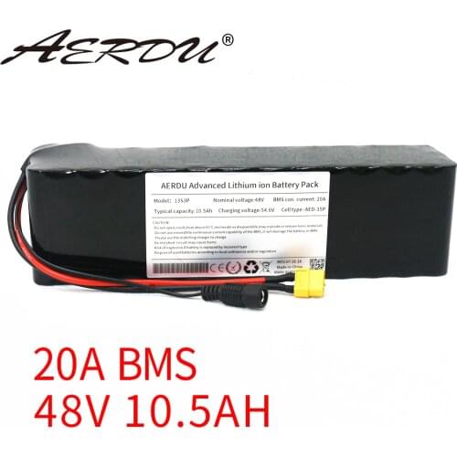 AERDU 48V 10.5Ah 11Ah Built-in 20A BMS 13S3P 18650 750W 350W Lithium-ion Battery Pack Ebike Scooter Motor Bicycle Moped