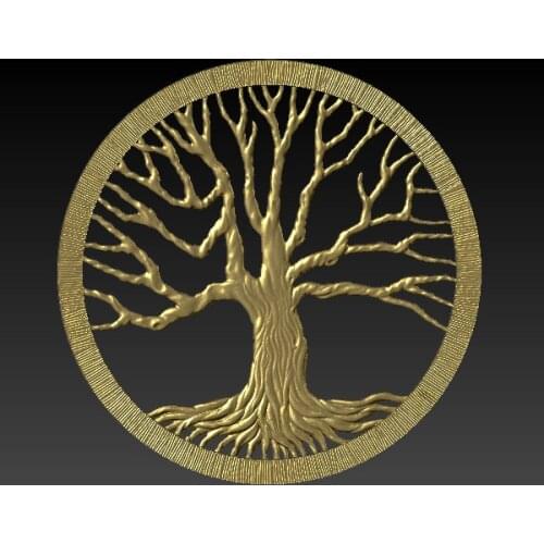 Round Decor Tree 3D Model Relief for CNC Router 3D Printer Artcam Aspire in STL file format Bas Relief
