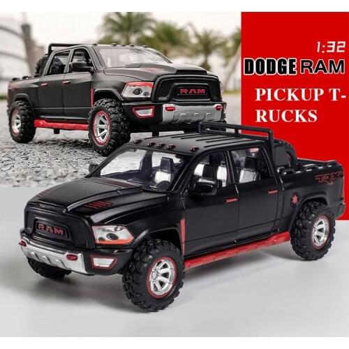 Diecast 1:32 Alloy Model Car Dodge RAM Pickup Truck Miniature Metal Vehicle for Children Christmas Toy Collector Boys New Gifts