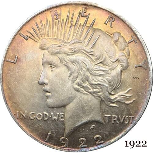 United States Of America 1922 Liberty Coin In God We Trust 1 One Peace Dollar Cupronickel Silver Plated Copy Coins