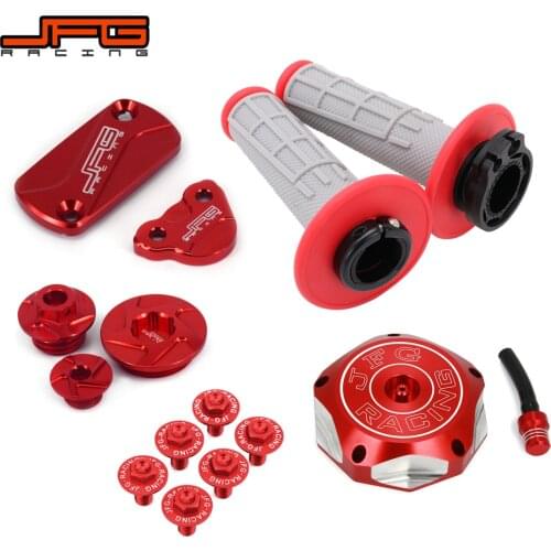 Motorcycle Lock-on Grips Tube Brake Reservoir Cover Screw Bolt Tank Cap Set For HONDA CRF250R 10-17 CRF450R 02-16 CRF450X 05-17