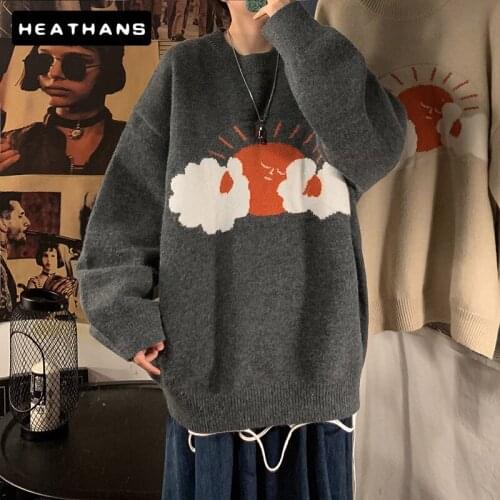 Men Knitted Sweater Hip Hop Loose Fashion Tops 2021 Harajuku Streetwear Sweatshirts Mens Japan Style High quality Male Sweater