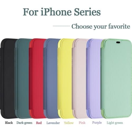 Soft Liquid Silicone Flip Case For iphone 12 mini 11 Pro Max For iphone X XR XS Max 8 7 Plus SE 2020 Lens Protection Cover Coque