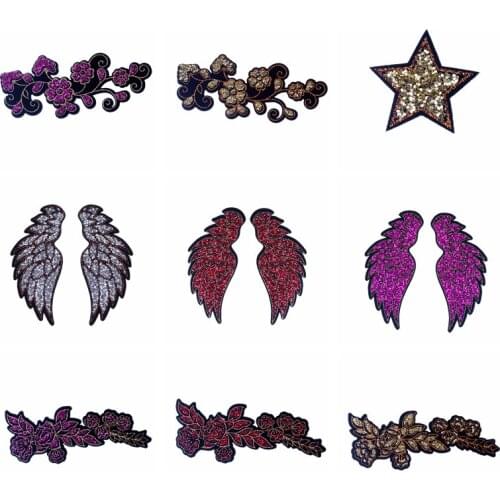 Fashion Wing Patch Flower Embroidered Patches For Clothing Heat-Adhesive Jacket Accessories Applique Decor Iron on Patches Cloth