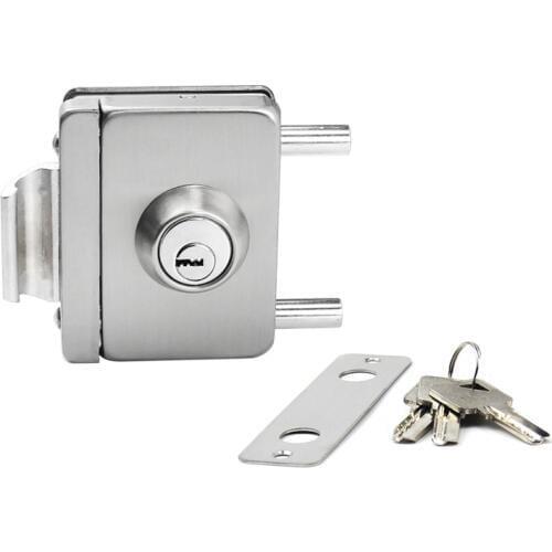 Stainless Steel 10-12mm Glass Door Lock single Side Open No Drilling square Gate lock with key