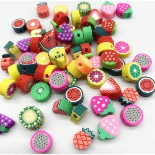 New 30pcs10mm Smiley/Animal/Fruit Beads Polymer Clay Beads Spacer Loose Beads for Jewelry Making DIY Accessories #25