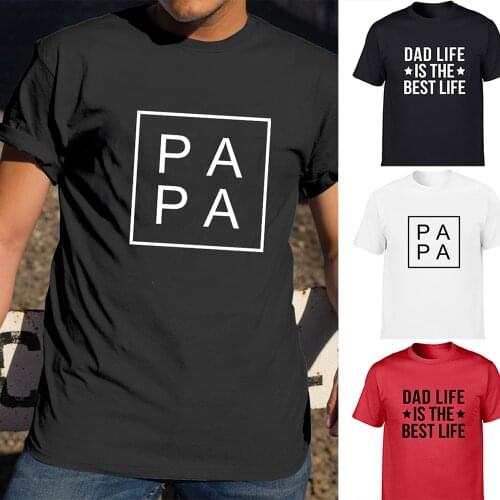 PAPA Square Dad Life Mens Harajuku Casual T Shirts Best Daddy Fathers Day Gift Funny Short Sleeve T-shirt Round Neck Clothes