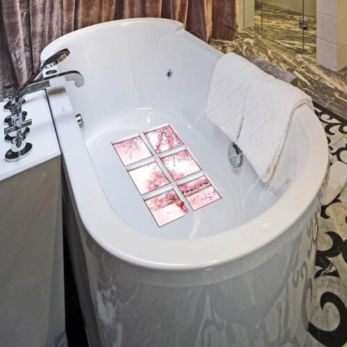 6pcs/set 3D Effect Anti-slip Bathtub Stickers Tub Tattoos Decals PVC Waterproof Non-slip Appliques Decor