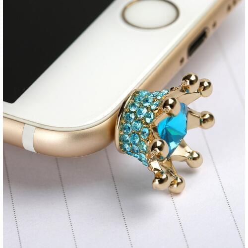 Mobile phone Earphone 3.5mm AUX Jack Dust Plug imperial crown 3.5 diamond enchufe del polvo for apple Iphone 4 5 6 PC latop cork
