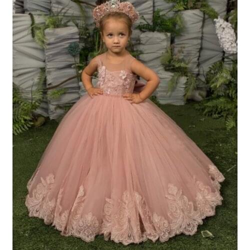 Puffy Flower Girl Dress Little Princess Birthday Dress Bowknot Party Gown For Girl 1-14st Photoshoot
