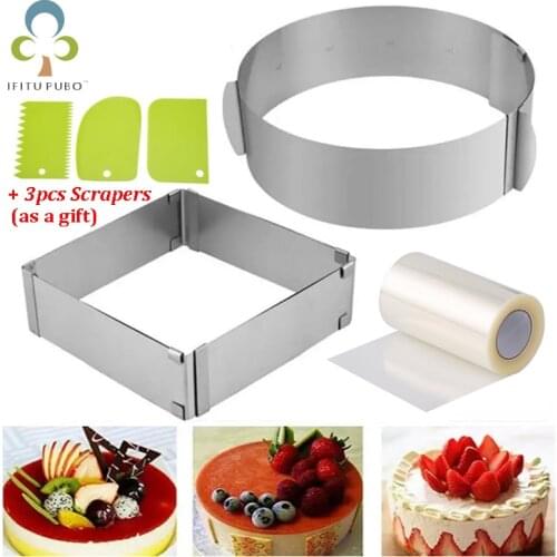 Adjustable Stainless Steel Cake Mold Cookie Fondant Mousse Ring Baking Tool Cake Mould pastry accessories Decorating Tools ZXH