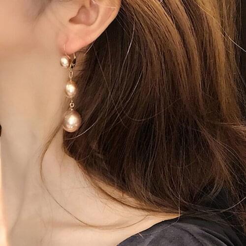 2 Pcs/set Fashion Earrings Women Pearl Pendant Chain Tassel Studs Earring Party Wedding Elegant Jewelry Accessories Love Gifts
