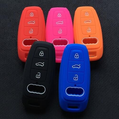 Silicone car key fob cover case for audi A6L A7 A8 C8 Q8 D5 2018 2019 Protector Shell key cover Car styling Accessories
