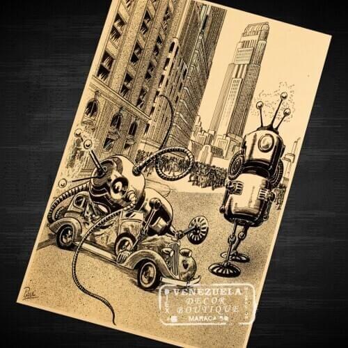 Skybuilding Robot Aliens Wonder Science Fiction Design universe Retro Vintage Poster Canvas DIY Art Home Bar Posters Decor