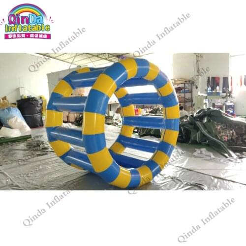 Funny water sport game inflatable water roller ,1.5mx2m inflatable water floating wheel with air pump