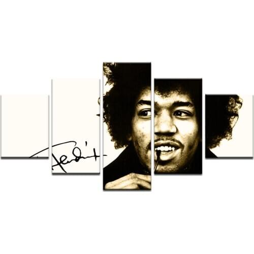 5 Pcs/set Modern Home Decor Painted On Wall Art "Jimi" Hendrix Canvas Painting Print Poster For Bedroom Vintage Picture Framed