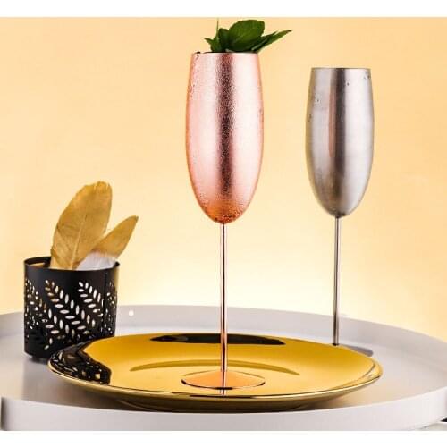 Europa Luxus Champagner Tasse edelstahl retro Cocktail Tasse metall tulip wein Tassen Kche Partei Liefert hochzeit drink