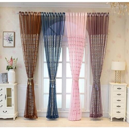 Backgammon Embroidered Curtain Fabric High-end European Style Embroidered Curtain Shade Cloth Curtains for Living Room Bedroom