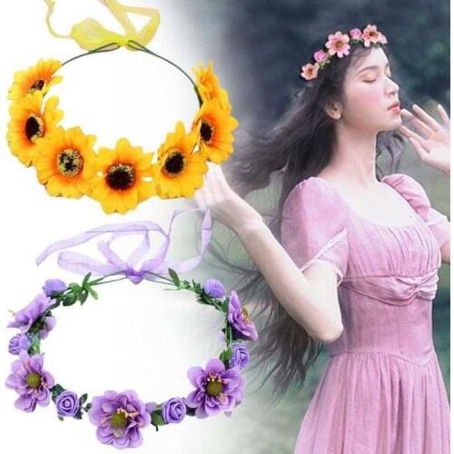Flowers Crown Festival Headpiece Women Hair Accessories Headdress Girl Baby Crown Fake Floral Garland Wedding Floral Headwear