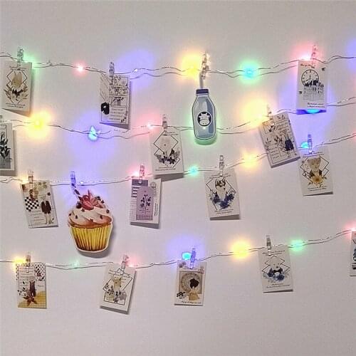 1-10M Clip Light String Christmas Creative Photo Light String Photo Wall Clip LED Small Lantern Net Red Decorative Light 5z
