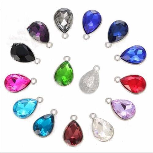 10pcs 7x10/10x14/13x18mm Water Drop Crystal Necklace Charms Pendant Jewelry Connector For DIY Drop Earring Necklace Accessories