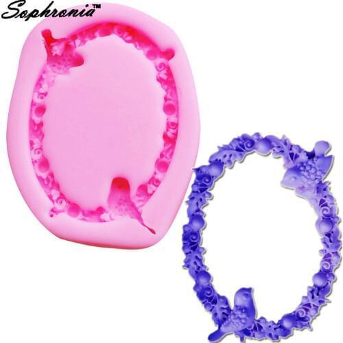 10PCS/SET M426 Retro Frame Silicone 3D Mold Cookware Non-Stick Birds Jewelry Ring Cake Decorating Fondant Chocolate Mold 1pcs