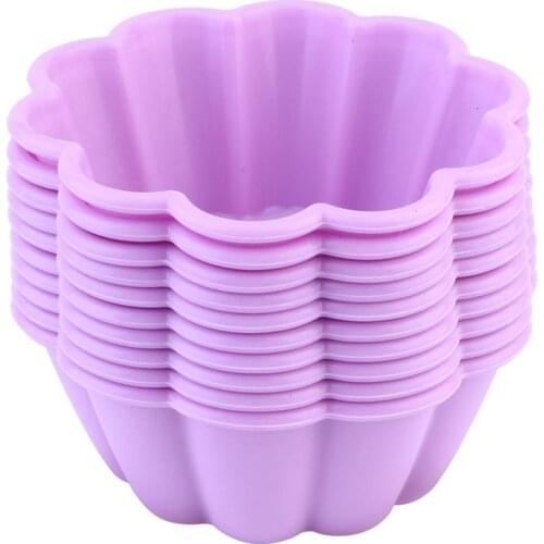 10pcs Silicone Mini Cupcake Flower Shaped Liners Baking Cups Reusable Fondant Chocolate Muffin Cups Baking Tools