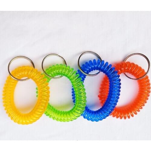 10pcs Stretchable Spiral Wrist Coil Key Tags Plastic Spring Hand Ring Garment Tag key ring