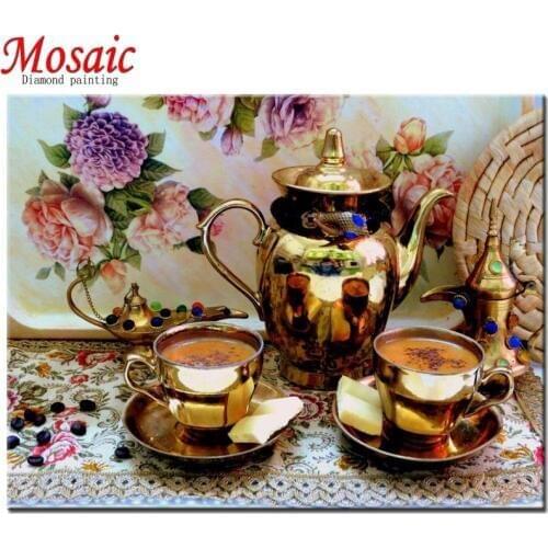 2019 Diamond Painting"Coffee tea teapot"Full Square drill 5D Diy Diamond Embroidery Picture diamond Mosaic Rhinestones art