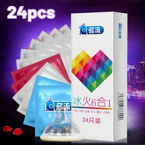 24pcs Multiple Types Ultra Thin High Quality Condoms Natural Latex for Men Sex Delay G-point Penis Sleeve Safe Contraceptive
