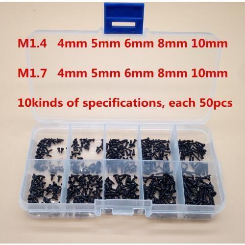 500Pcs M1.4 M1.7 Phillips Head Micro Screws Round Head Self-tapping Electronic Small Wood Screws Kit