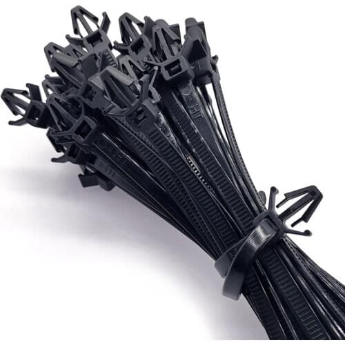 Cars Mount Wire Tie Clip Releasable Nylon Tie Wrap Cable Fastening Clips Self-locking Plastic Zip Tie 100PCS 500PCS