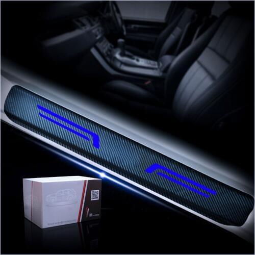 Auto Accessories For Cadillac ATS CTS SRX Escalade Car Door Plate 4D Carbon Fiber Look Car Sticker Sill Scuff Cover Decal 4Pcs
