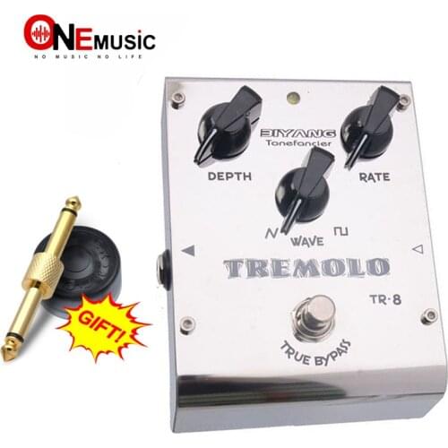 Biyang ToneFancier TR-8 Analog Tremolo Guitar Bass Effect Pedal 2 Wave Form Adjust True Bypass with pedal connector