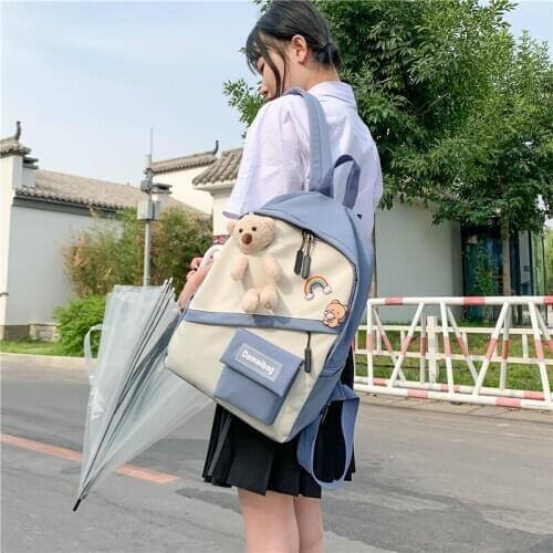 Brand Girls School Bags Cute Bear Nylon Women Backpacks Luxury Big Girl Student Bags 2021Summer New School Backpack Designer Bag