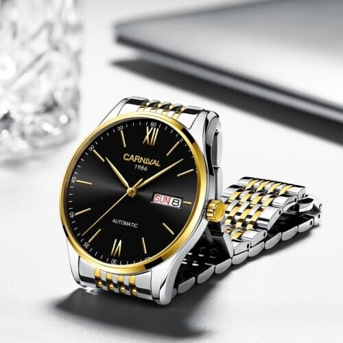 High End Automatic Watch CARNIVAL Men Watches 2020 luxury 24 Jewels NH36A Watch Sapphire Calendar Waterproof Full Steel Relogio