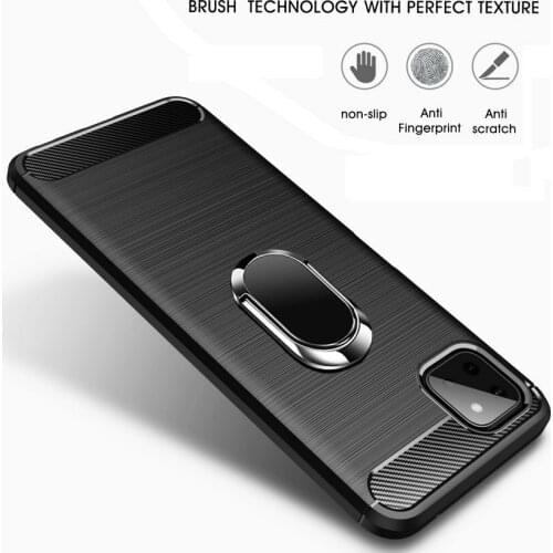Luxury case For Samsung Galaxy F52 A22 A52 A72 M62 F62 A02 M02 A32 A42 5G M51 Silicone Carbon Fiber Finger ring holder cover