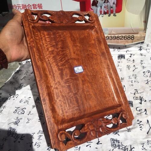 Myanmar Huali wood old material water corrugated tray fruit tray tea tray hand carved antique patina