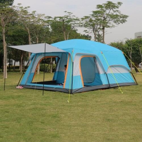 Ultralarge 6-12 Person Double Layer Two Bedroom Camping Tent Outdoor Tenda Large Gazebo Party Tent