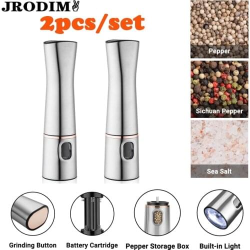 Electric Salt and Pepper Grinder Stainless Steel Automatic Gravity Herb Spice Mill Adjustable Coarseness Kitchen BBQ Tool Gadget