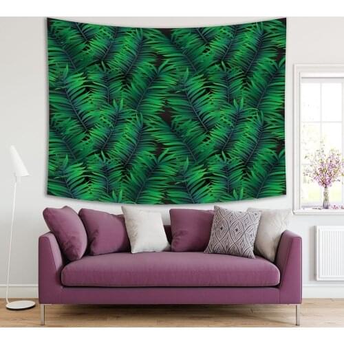 Tapestry Tropical Palm Tree Branches Green Leaves Foliage Summer Exotic Nature Theme Art Printed